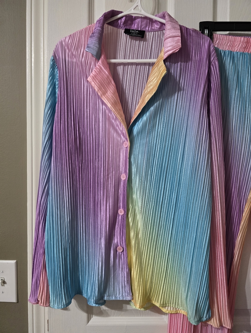 Dressed in LALA | Rainbow Daydream Matching Plissé Set, Baggy Fit, EUC! - Picture 3 of 16
